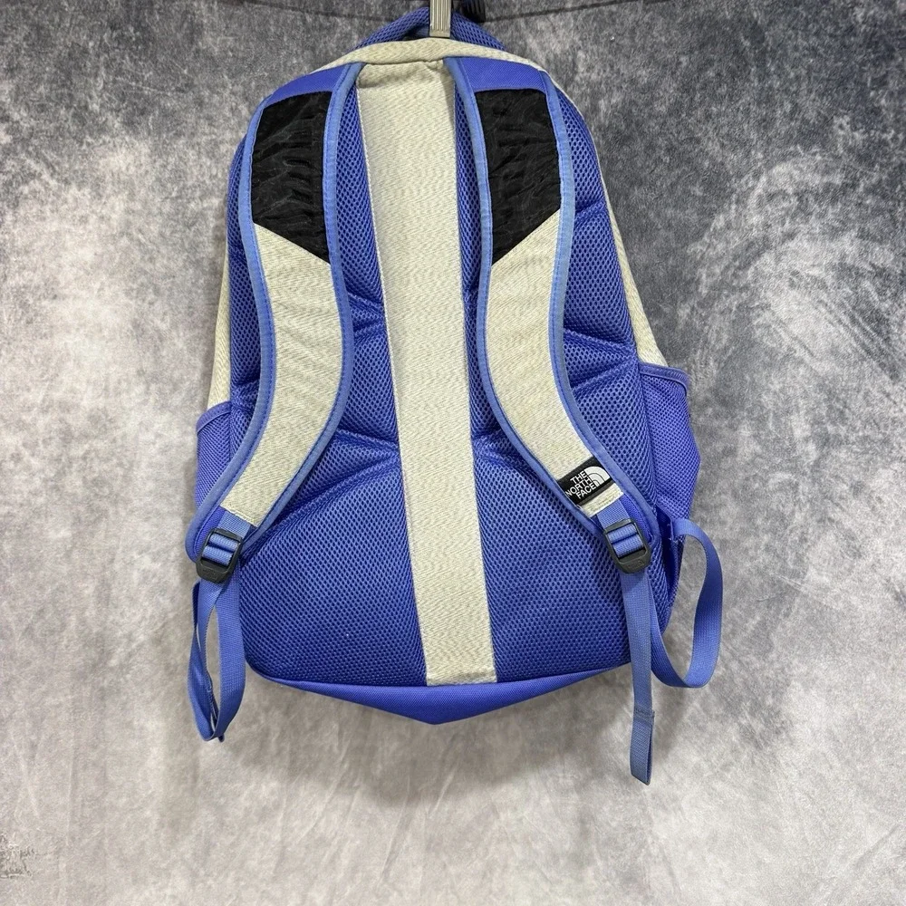 The North Face Wasatch Backpack Gray Blue Logo Hiking School Laptop Travel